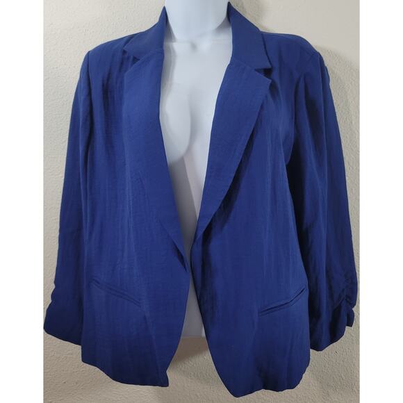 Chico's Blue Notched Collar Open Front Blazer 1 Medium Lightweight Soft Flowy - Picture 1 of 5
